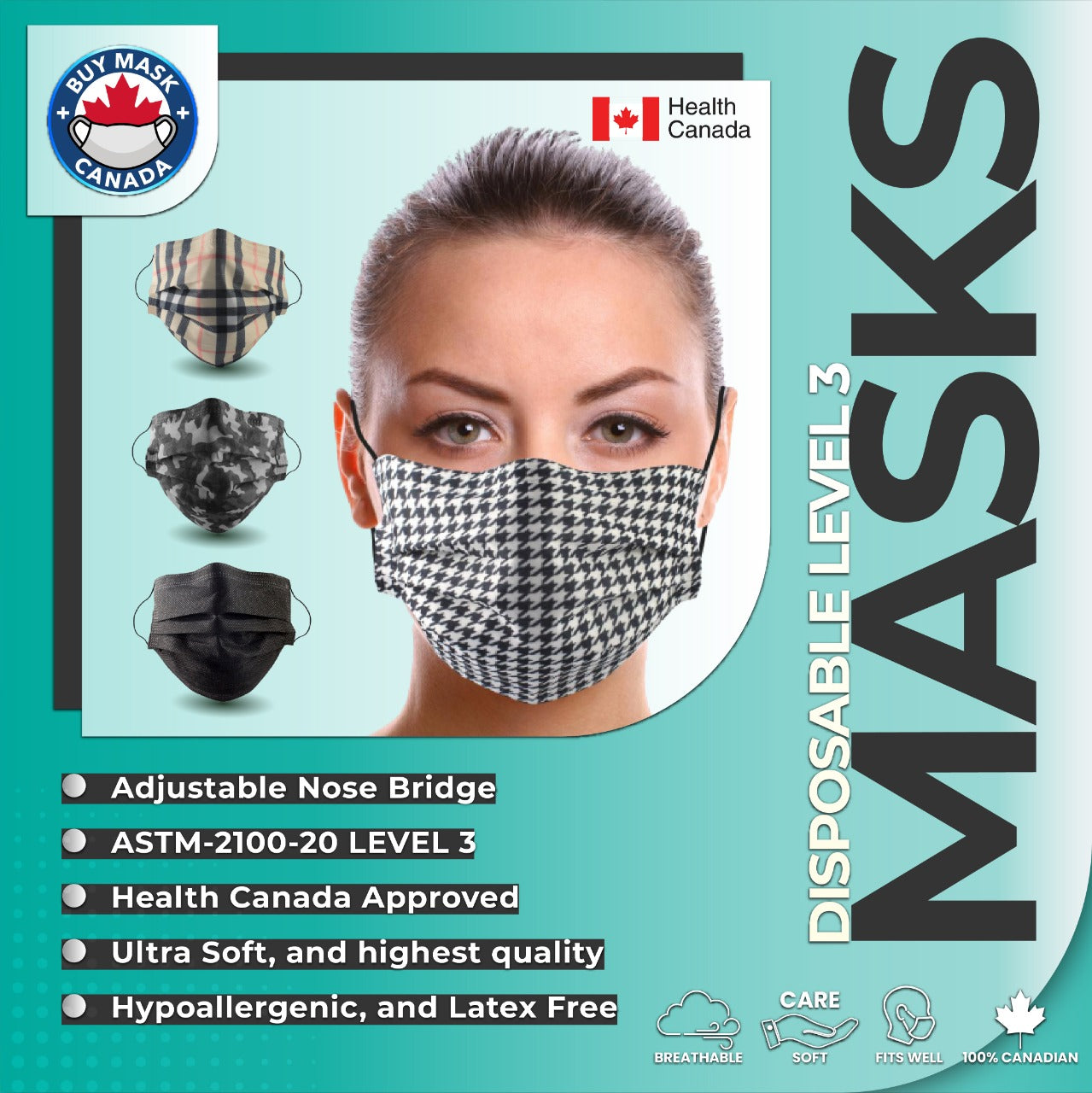 2 PLY ANTIMICROBIAL BREATHABLE FACE MASK Buy Mask Canada